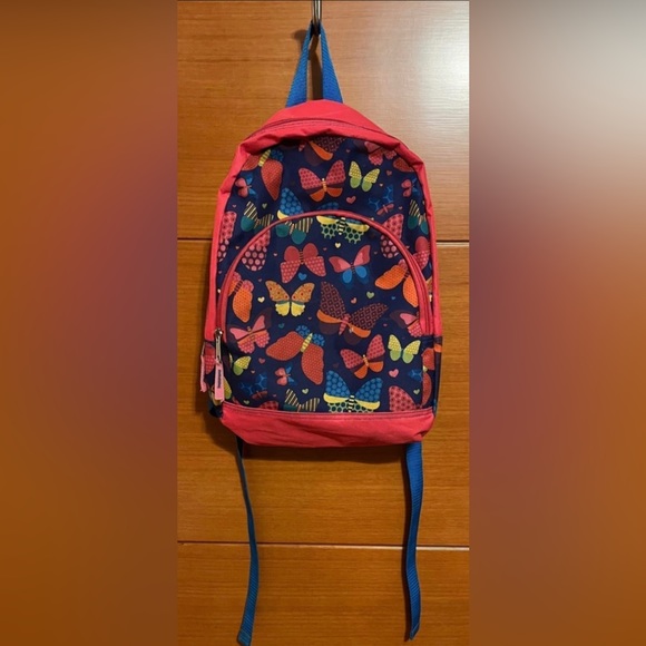 Girls Pink Backpack With Butterfly Design - Picture 2 of 5